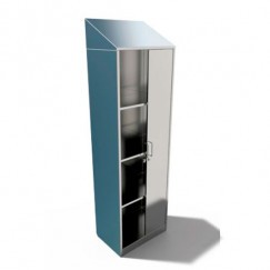 Pharmaceutical cabinet with shelves on plinth with doors